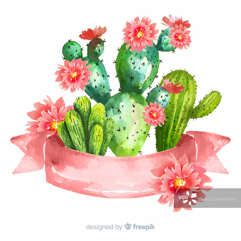 水彩仙人掌banner图片素材