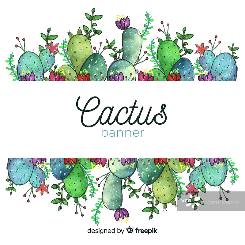 水彩仙人掌banner图片素材