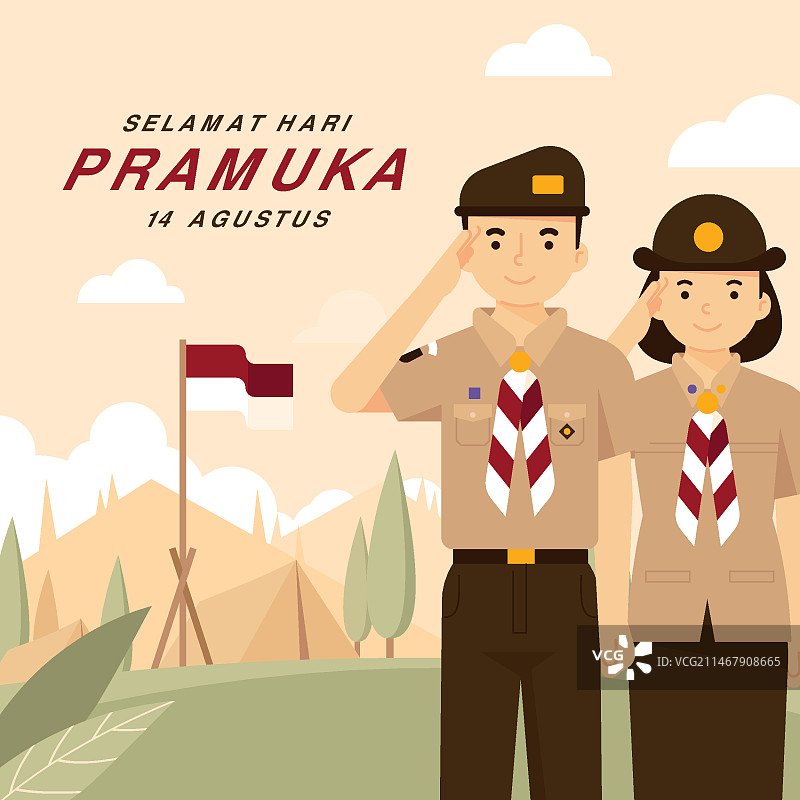 扁平风格童军节插画图片素材