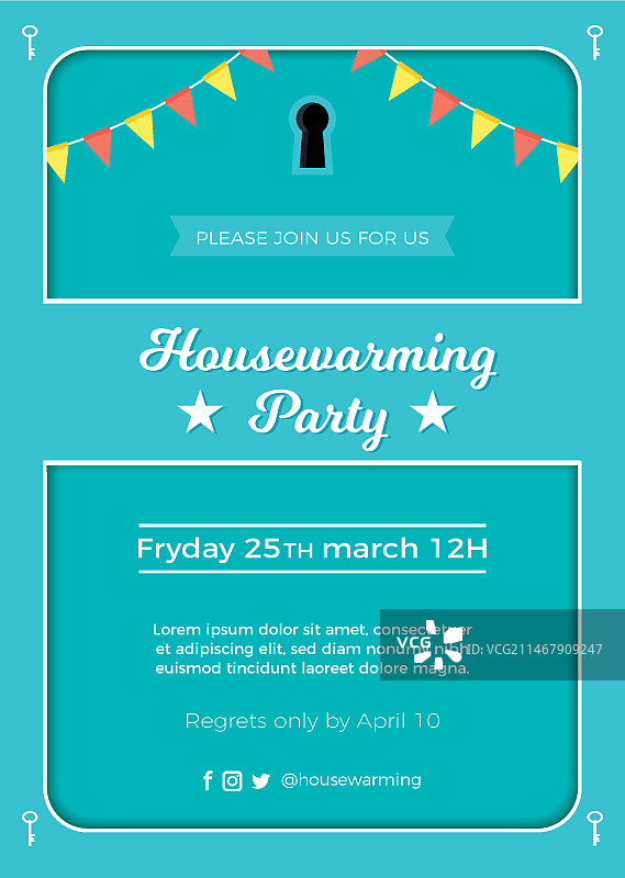 乔迁派对邀请函模板设计图片素材