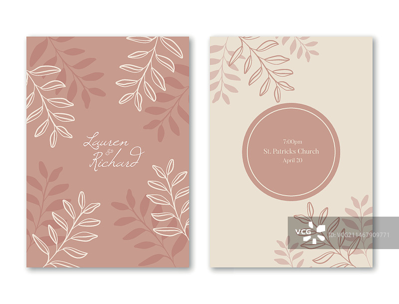 优雅婚礼邀请函卡片模板图片素材