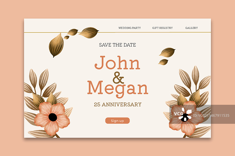 第二十五个结婚纪念日着陆页模板图片素材