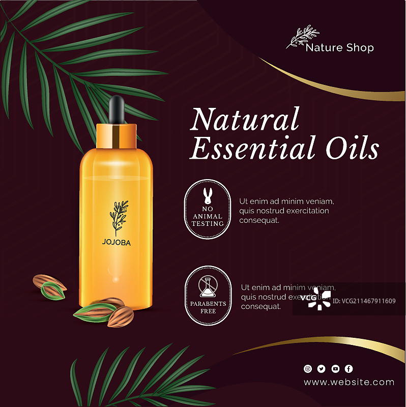 美容精油化妆品方形宣传单模板图片素材