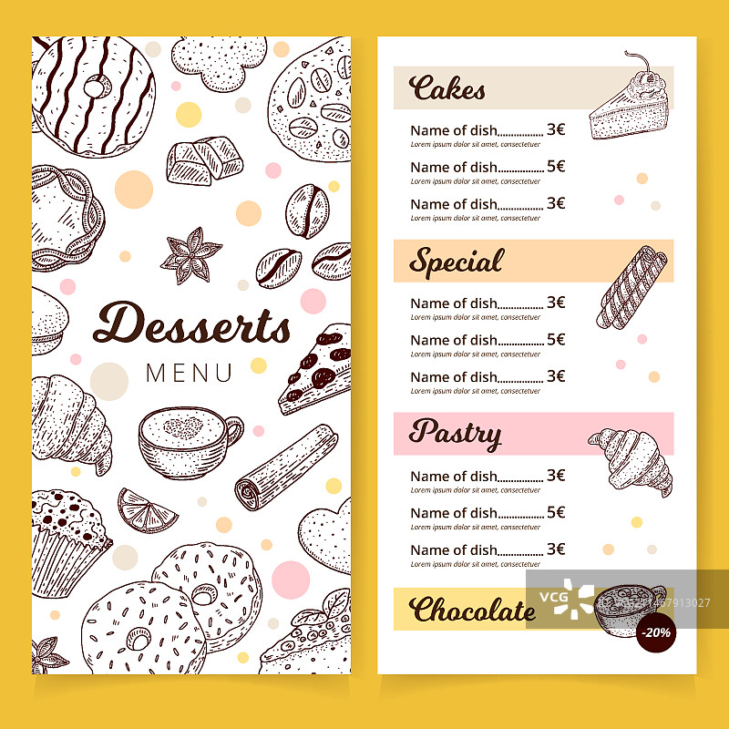 美味甜点菜单模板图片素材