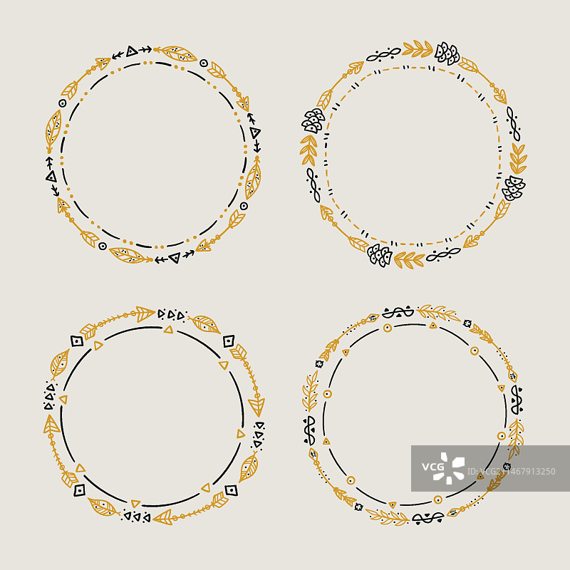 手绘波西米亚风边框素材包图片素材