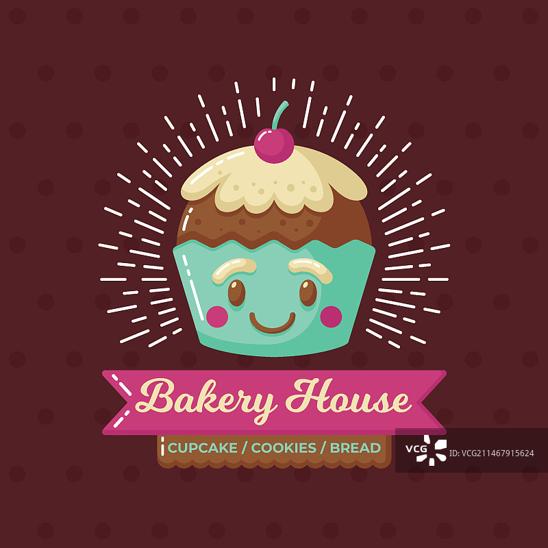 带有纸杯蛋糕的蛋糕店logo图片素材