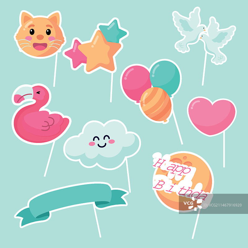 扁平风格蛋糕装饰图案合集图片素材