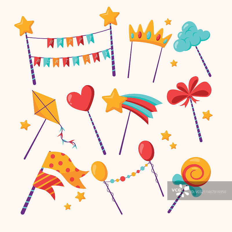 扁平风格蛋糕装饰图案合集图片素材