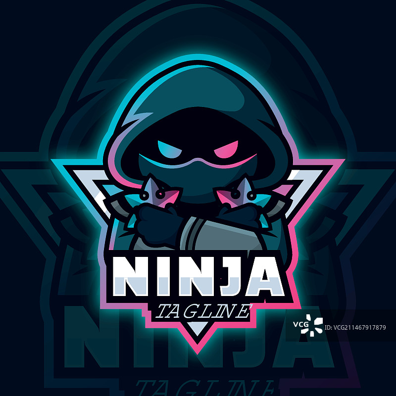 渐变忍者Logo模板图片素材