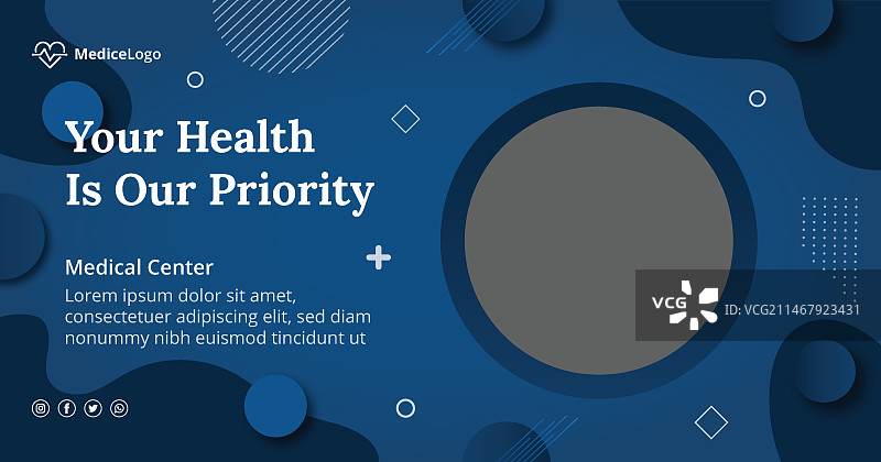 扁平风格医疗社交媒体帖子模板图片素材