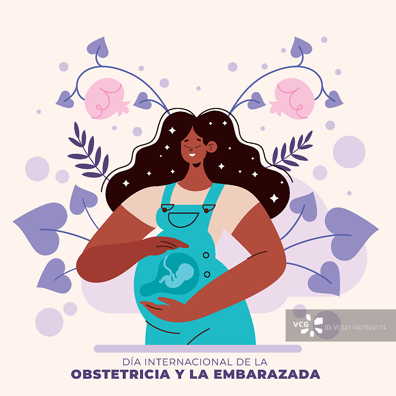 扁平风格的国际妇产与孕妇日插画图片素材
