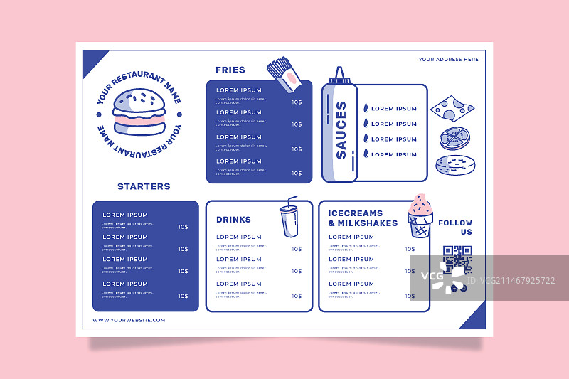 快餐店餐厅菜单模板图片素材