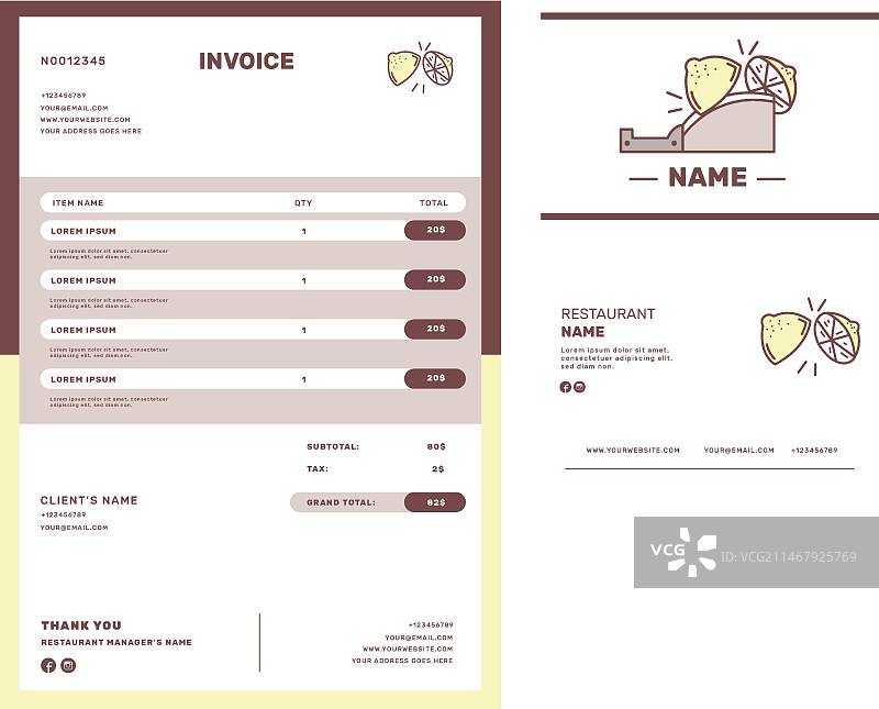 柠檬水商店发票模板图片素材