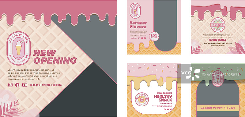 扁平美味冰淇淋Instagram帖子图片素材
