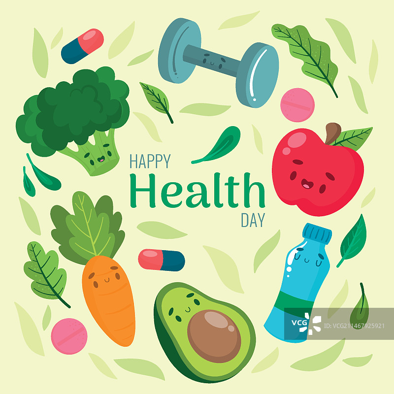 手绘世界健康日图片素材