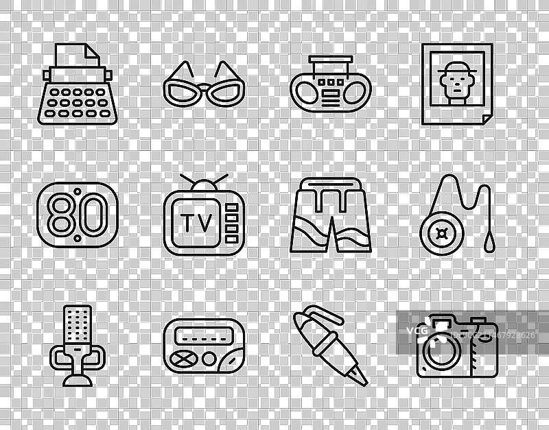 麦克风、照相机和家用立体声音响图片素材