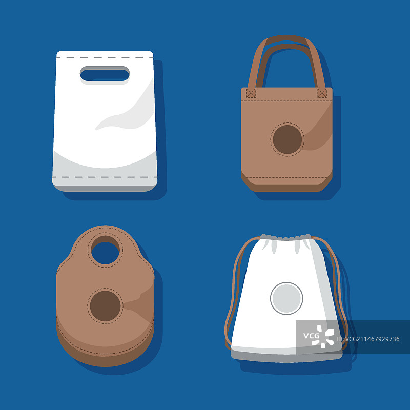 扁平风格织物袋合集图片素材