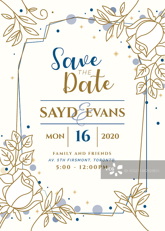 优雅的婚礼邀请函模板图片素材