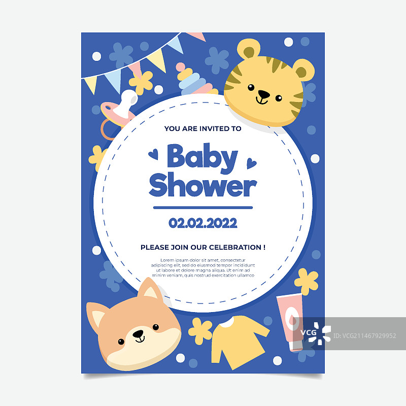 男婴欢迎派对邀请函图片素材