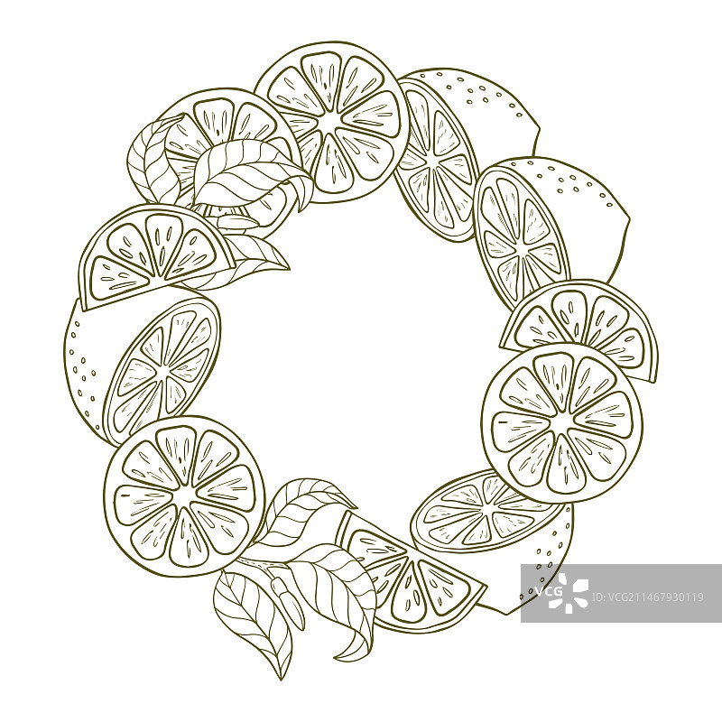 柠檬片和半个柠檬的组合图片素材