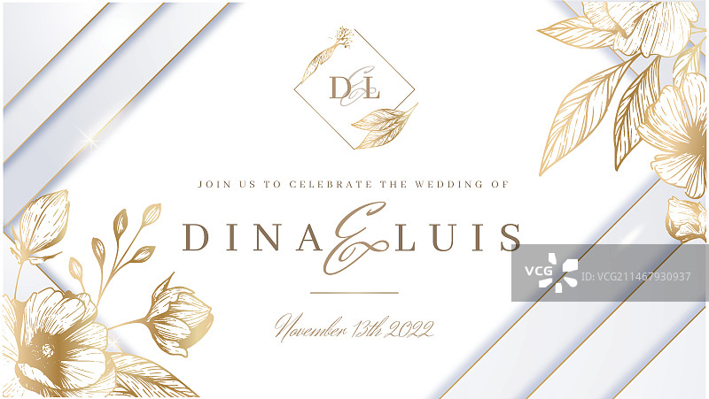 逼真奢华金色婚礼YouTube缩略图图片素材