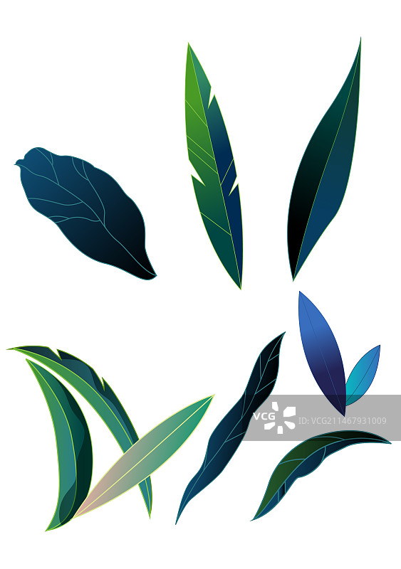 长矢量插画绿叶图片素材