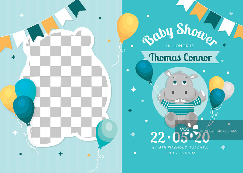 男婴迎婴派对邀请函模板公告图片素材