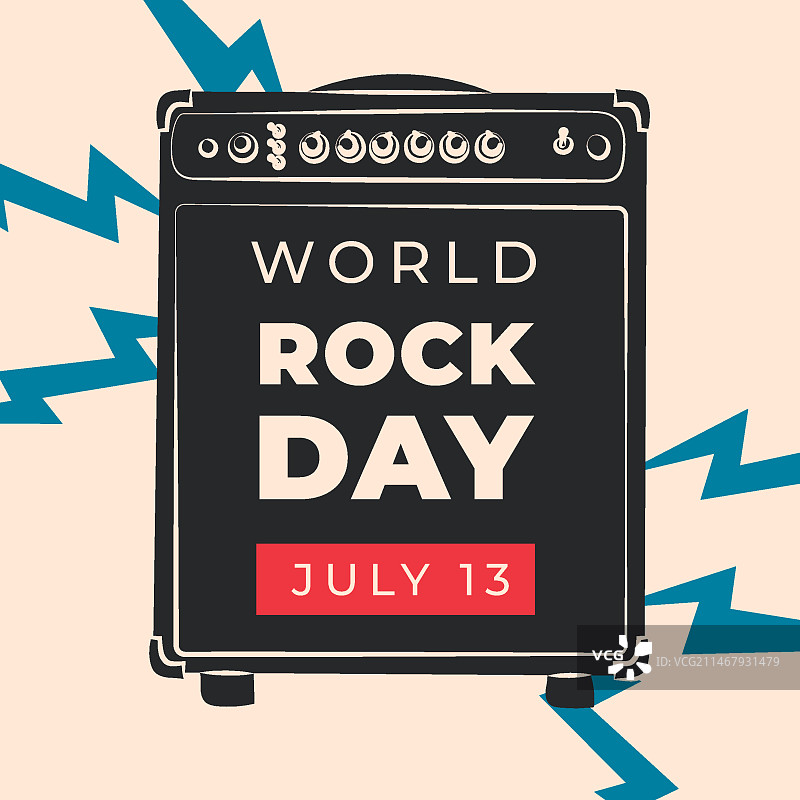 手绘世界摇滚日插画图片素材