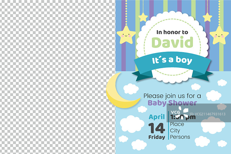 男婴沐浴邀请函模板概念图片素材