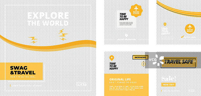 扁平风格旅行Instagram帖子图片素材