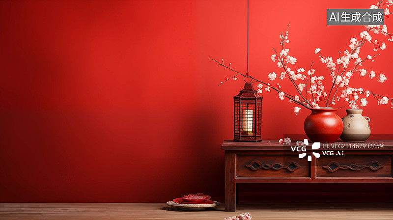 【AI数字艺术】中国红背景，红色背景，春节背景，新春背景图片素材