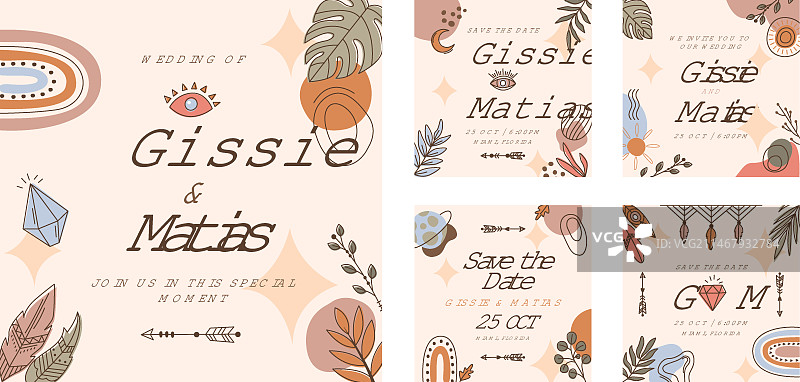 波西米亚婚礼Instagram帖子设计图片素材