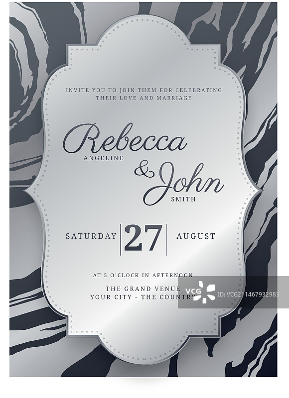 渐变银色婚礼邀请函图片素材