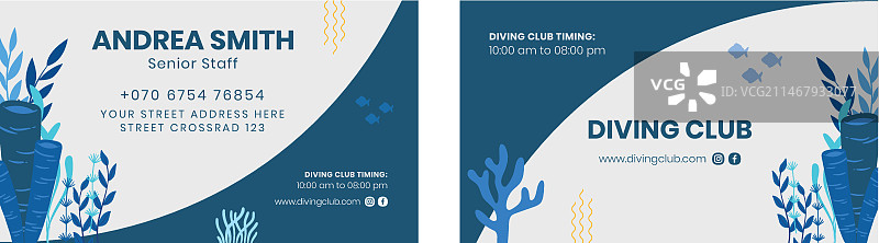 手绘潜水名片模板图片素材