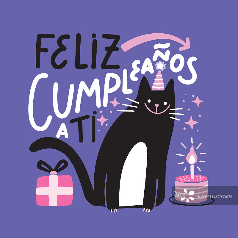 生日字母猫咪插画图片素材