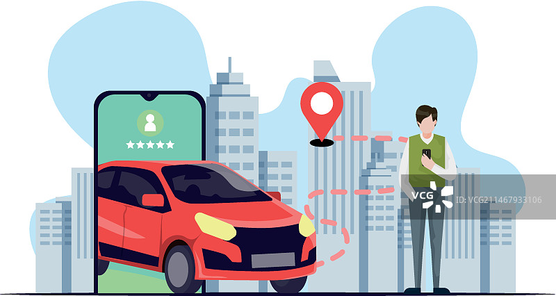 出租车App概念插画图片素材