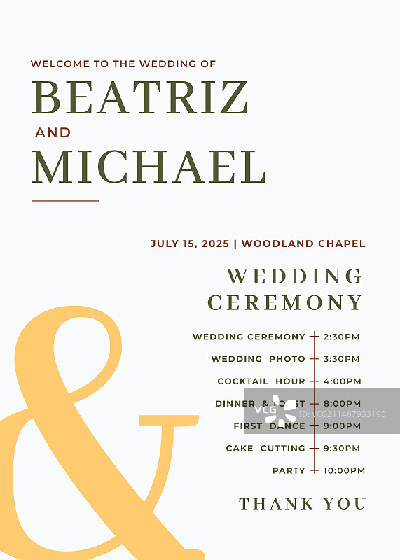 扁平风格婚礼流程单模板图片素材