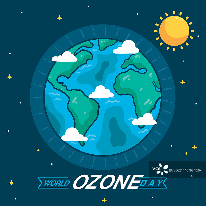 手绘世界臭氧日插画图片素材