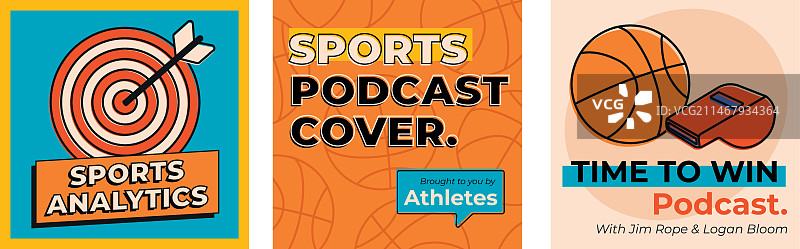 手绘扁平播客封面设计图片素材