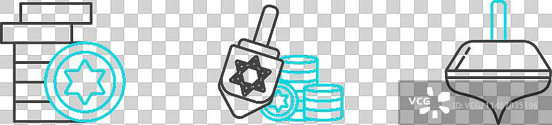 光明节陀螺、犹太硬币图标图片素材