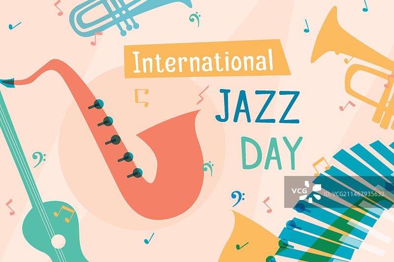 扁平风格国际爵士乐日图片素材