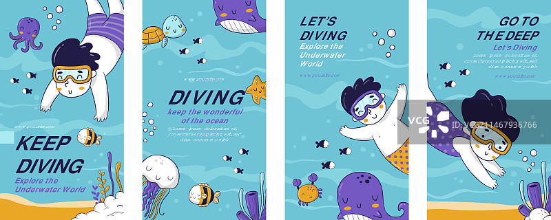 手绘潜水Instagram快拍图片素材