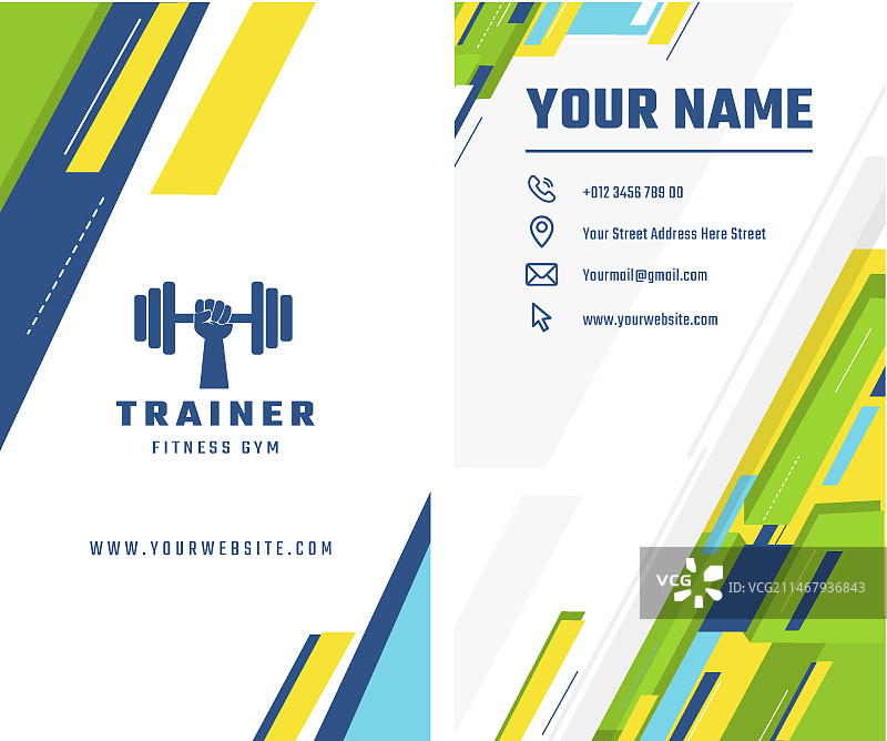 扁平风格私人教练竖版名片图片素材