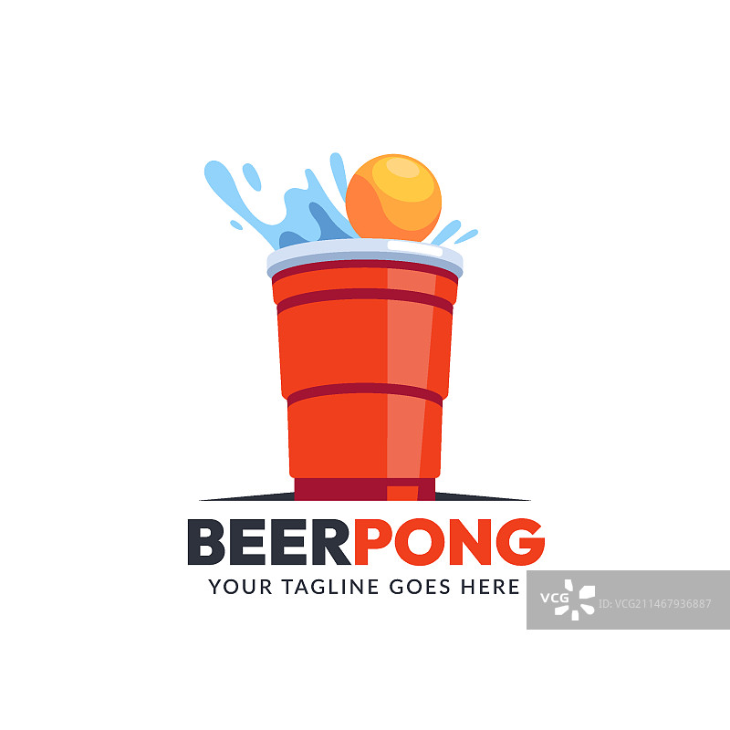 扁平风格啤酒乒乓球标志图片素材
