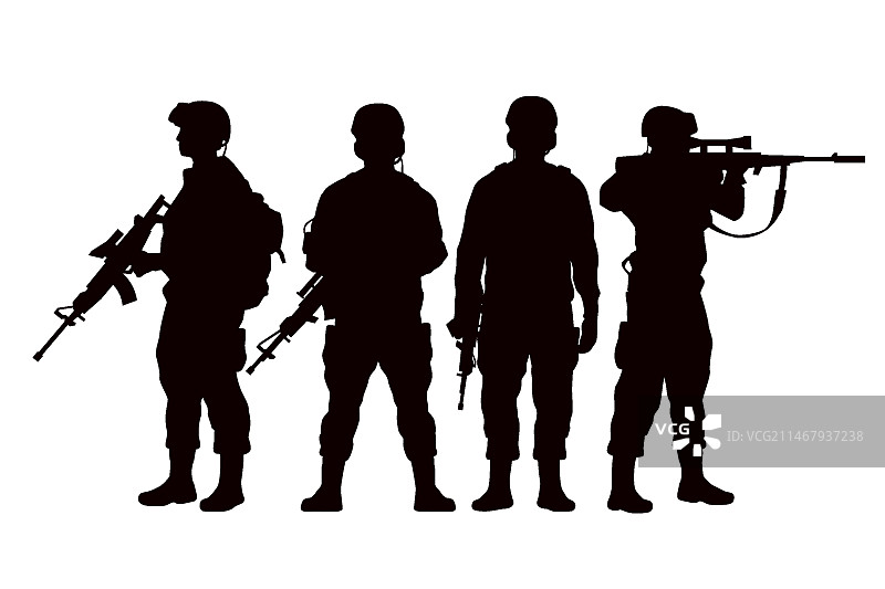 扁平风格士兵剪影图片素材