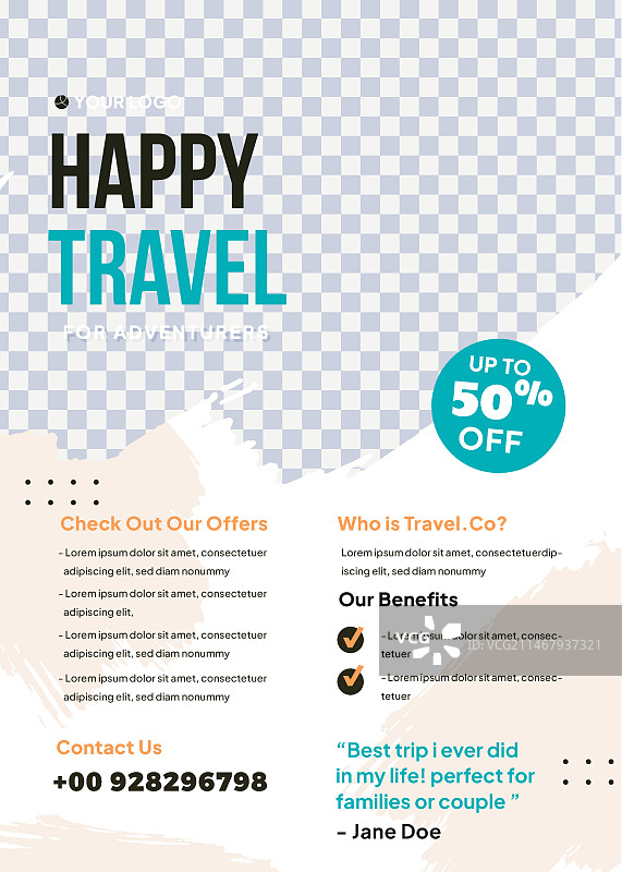 手绘扁平风旅行宣传册图片素材