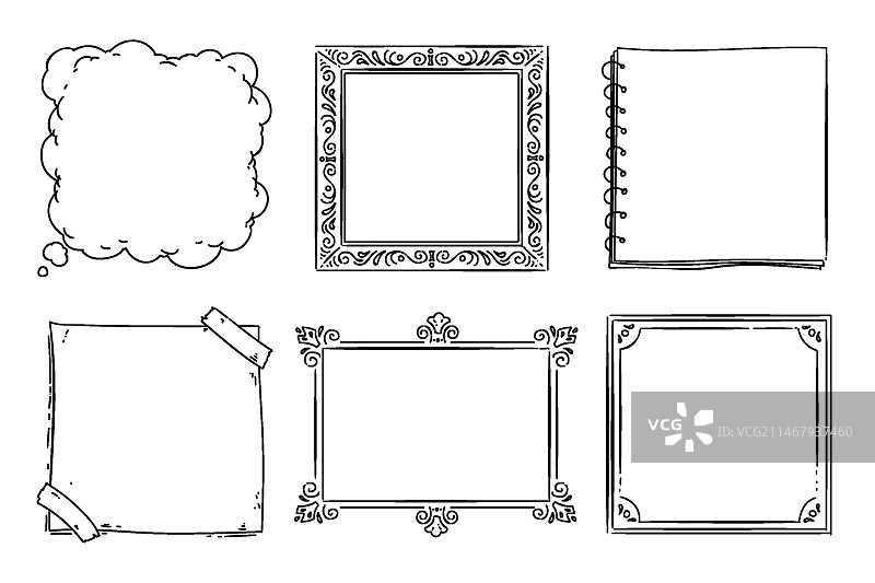 手绘涂鸦边框雕刻图案图片素材