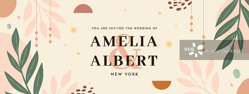 手绘波西米亚风婚礼Facebook封面图片素材