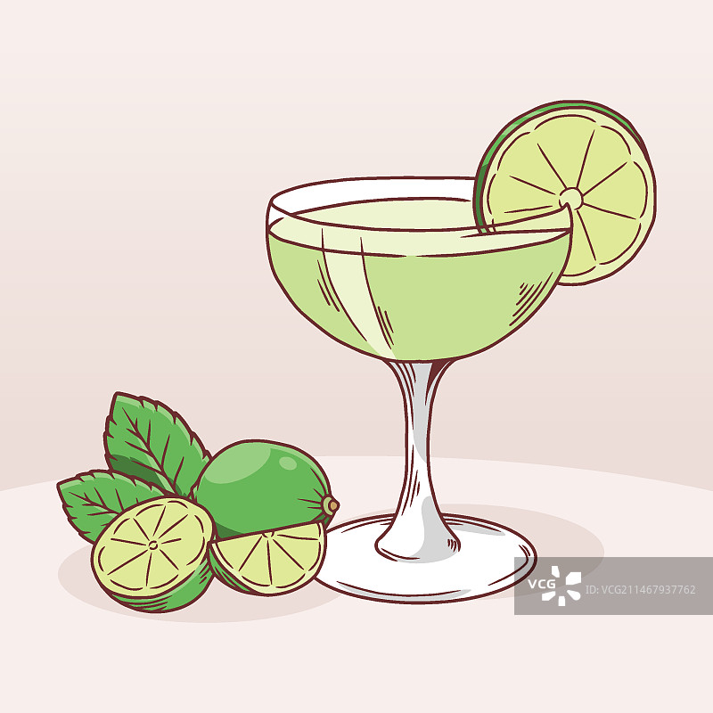 手绘酸橙冻 Daiquiri 插画图片素材