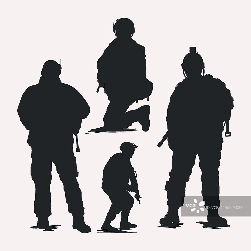 扁平风格士兵剪影图片素材